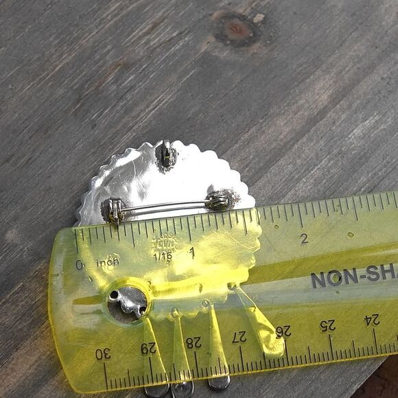 Sterling Silver Taxco Mexico Brooch/Pendant Inlay Crushed Lapis Turquoise READ - Picture 6 of 8